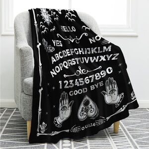 Mystical Black and White Ouija Throw Blanket